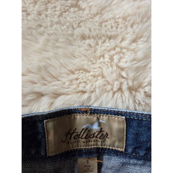 VTG y2k Hollister Low Rise Mini Distressed Frayed Denim Skirt Size 5 - Picture 2 of 10